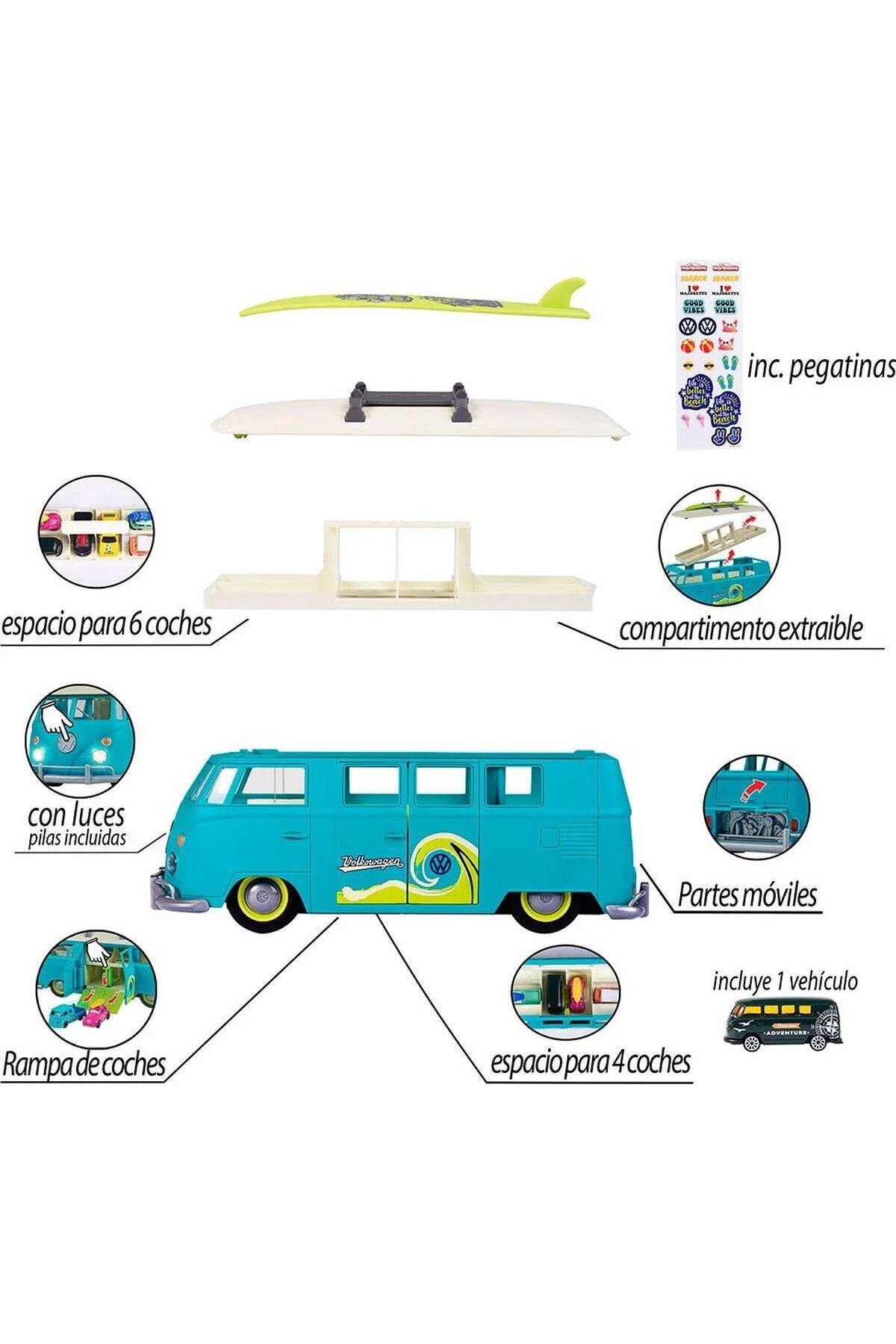 ماشین اسباب بازی MAJORETTE THE ORIGINALS VOLKSWAGEN T1 CART CASE LIGHT CARAVAN 212055010 Simba