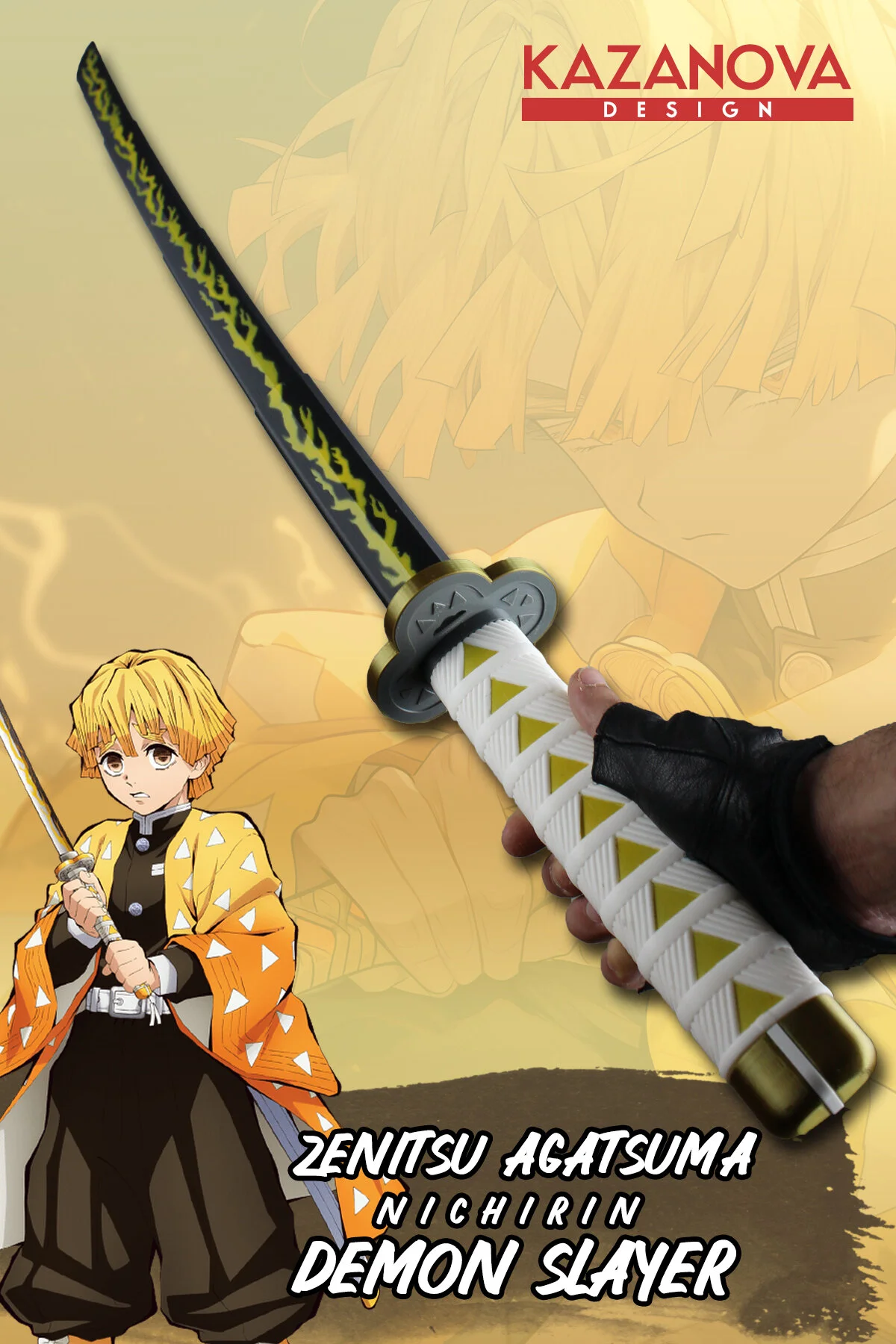 فیگور انیمه ZENITSU AGATSUMA DEMONSLAYER FOLDABLE KATANA نسخه تفصیلی از ترکیه Kazanova Design