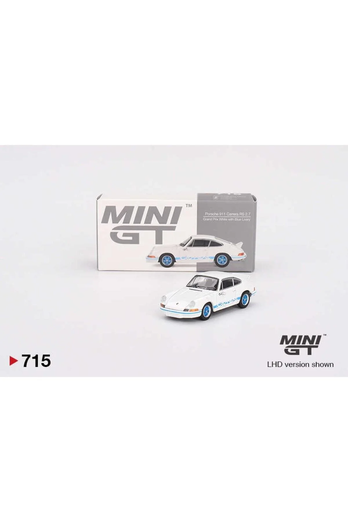 مدل خودرو 715 PORSCHE 911 RS 2.7 GRAND PRIX سفید WITH BLUE LIVERY MODEL CAR اورجینال mini gt