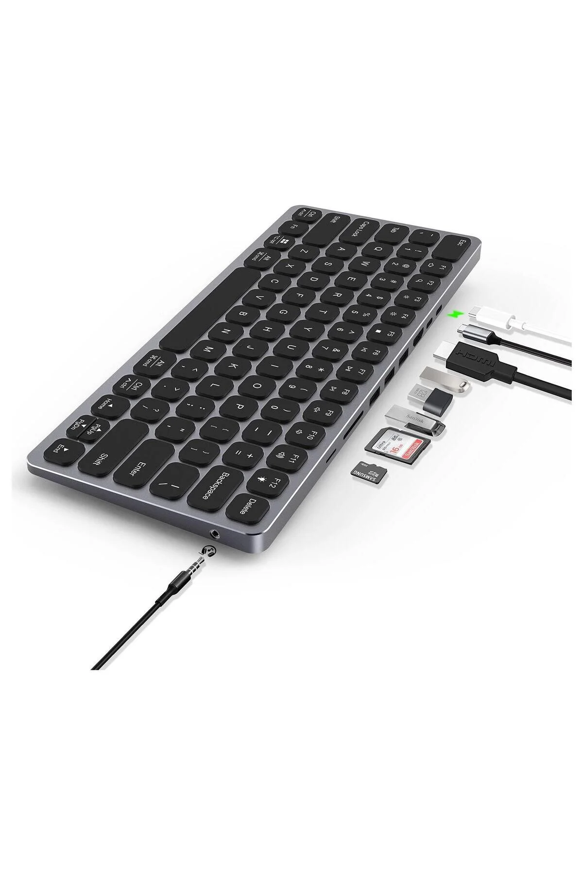 کیبورد صفحه کلید کابل 9IN1 HUB 3X USB 3.0+4K +PD+MICRO SD+3 5MM AUX Bix