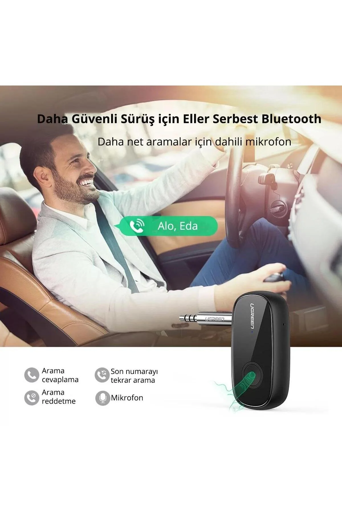 کابل و مبدل مردانه زنانه کیت وسیله نقلیه AUX BLUETOOTH 5.0 APTX با میکروفون Ugreen