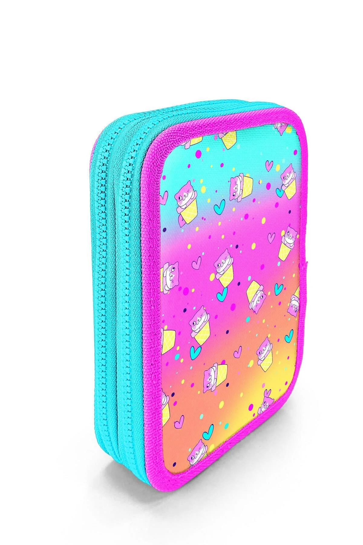 جامدادی کیسه مدادی دولایه طرح دار بستنی بچه گانه 11139 Coral High