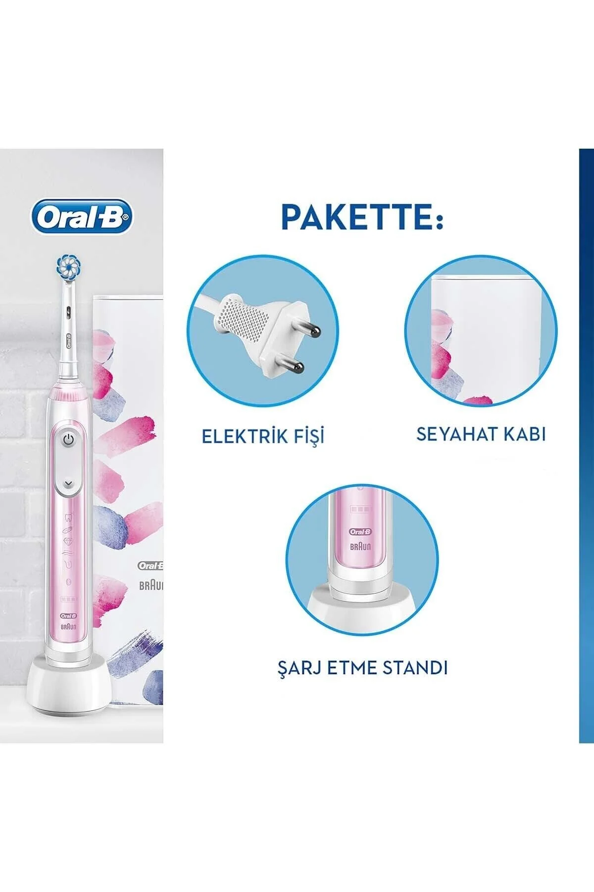 مسواک شارژی برقی Genius X Ai Art از زدن به رنگ قابل شارژ صورتی  Oral-B