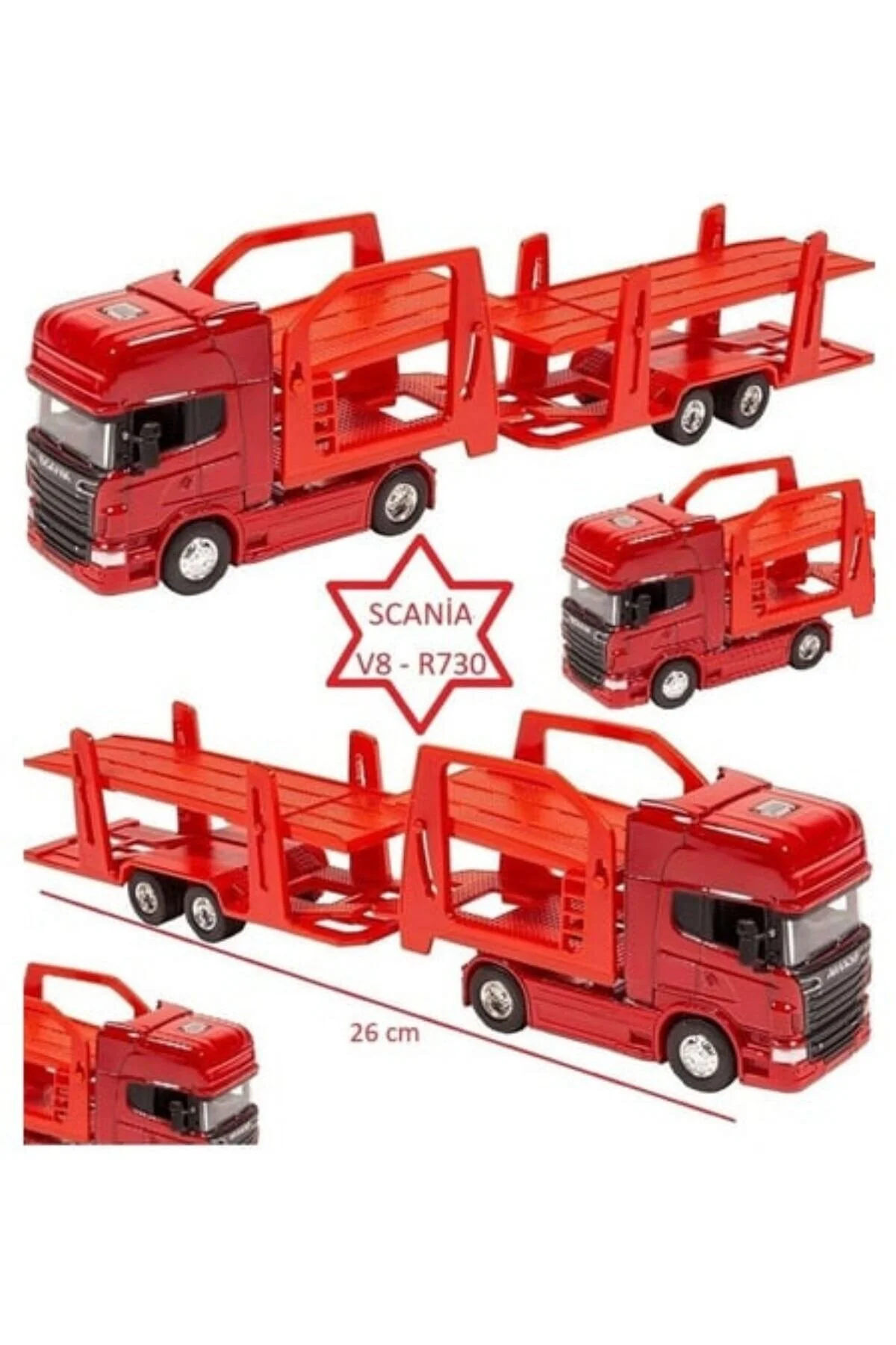 مدل خودرو کامیون باربر دو طبقه SCANIA V8 R730 1:64 SCALE METAL HEAD از ترکیه Genel Markalar