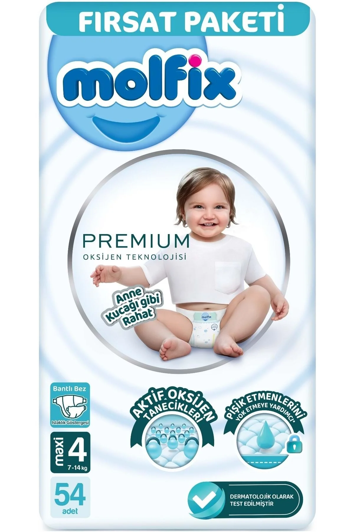 پوشک بچه اندازه ممتاز: 4 7 14 کیلوگرم MAXI 54 عددی PK اورجینال Molfix