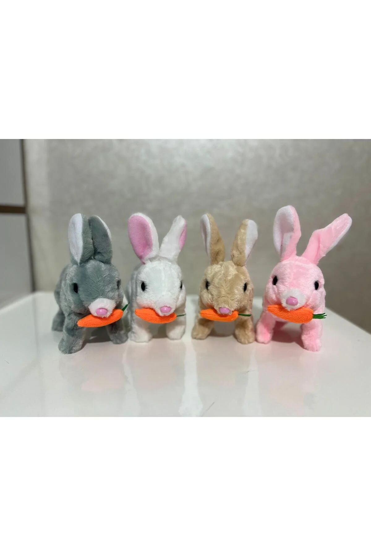 اسباب بازی های پشمی TIVENS ELECTRONIC BATTERY JUMPING PUSH RABBIT WITH SOUND AND HORROT محصول با کیفیت 18×17 سانتی متر Selay