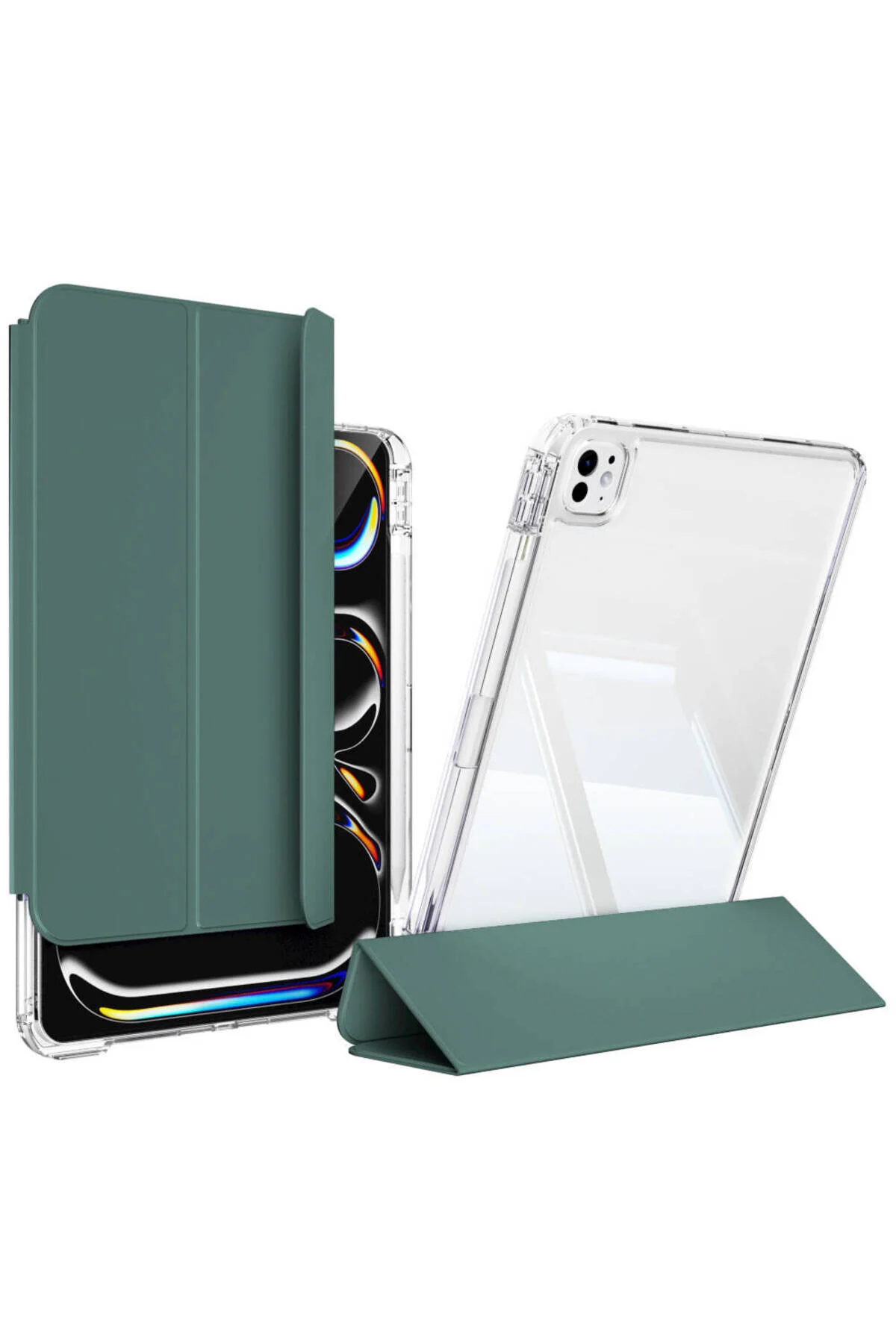کاور تبلت کیف کشویی IPAD PRO 11 CASE ZORE با کیسه هوای جداشدنی مغناطیسی سبز تیره Alan Tech