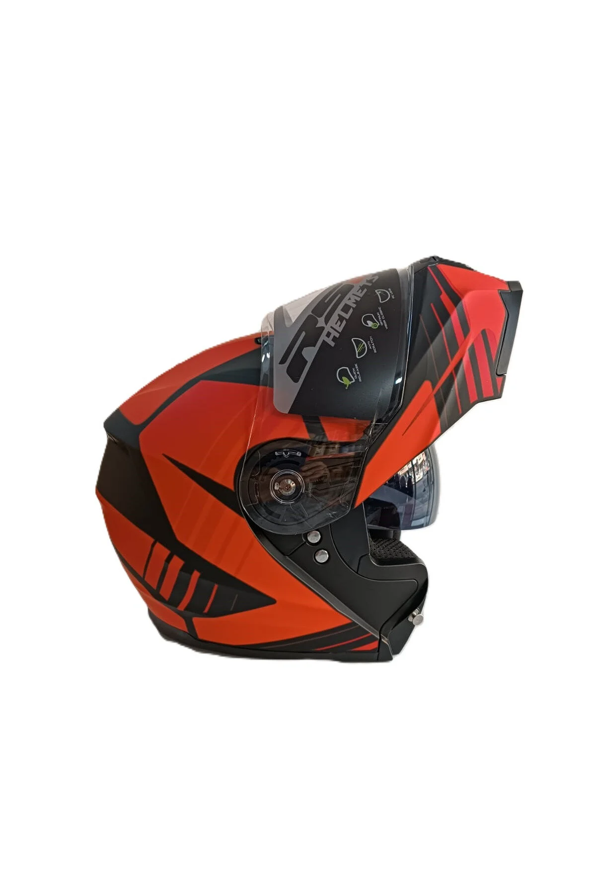 کلاه کاسکت موتورسیکلت مشکی HELMET JAW RED ECE 2206 CERTIFICATE M را باز می کند RS2