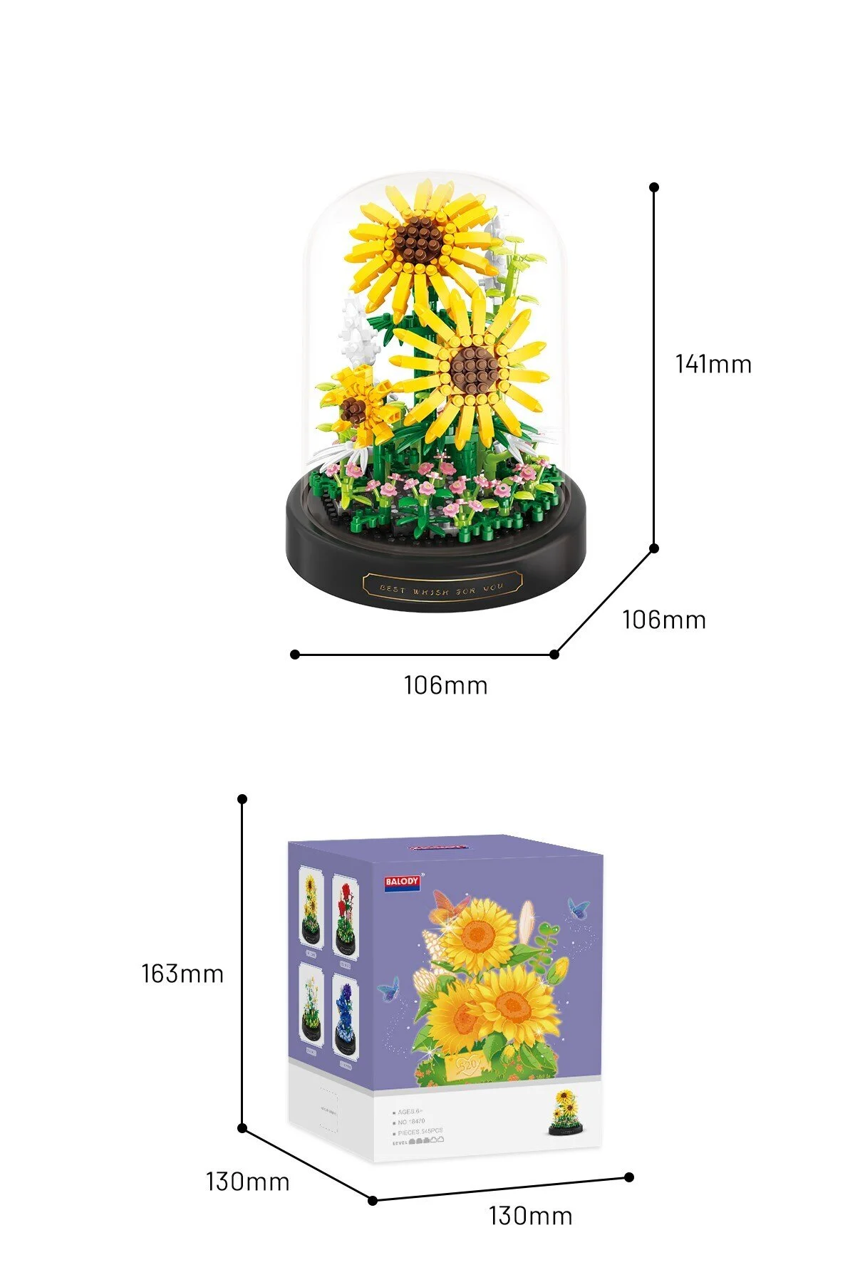 لگو و اسباب بازی های ساخت محور GLASS FLOWER SERIES – SUNFLOWER BL18470 مجموعه ساختمانی مینی بلوک از ترکیه balody