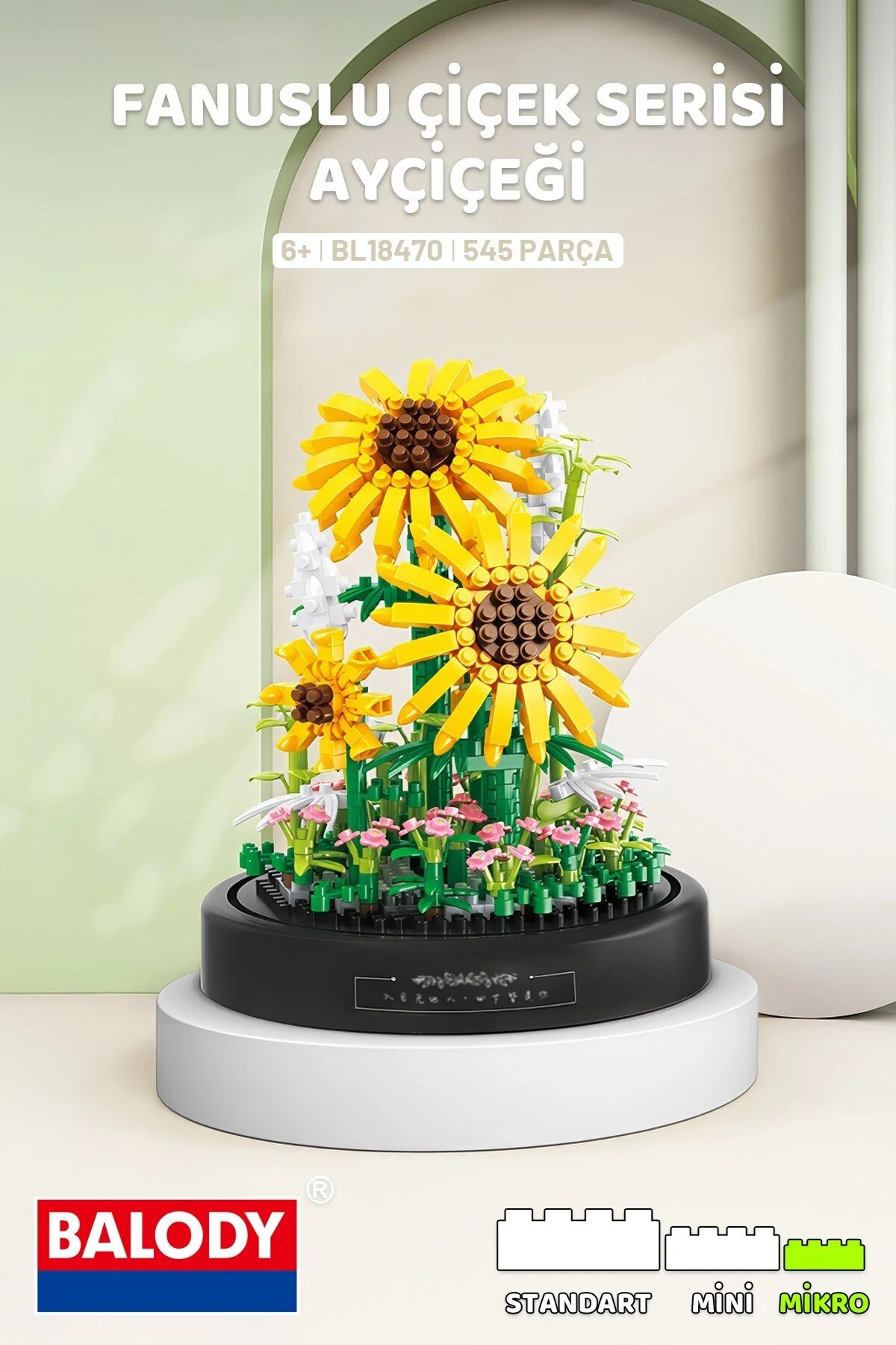 لگو و اسباب بازی های ساخت محور GLASS FLOWER SERIES – SUNFLOWER BL18470 مجموعه ساختمانی مینی بلوک از ترکیه balody
