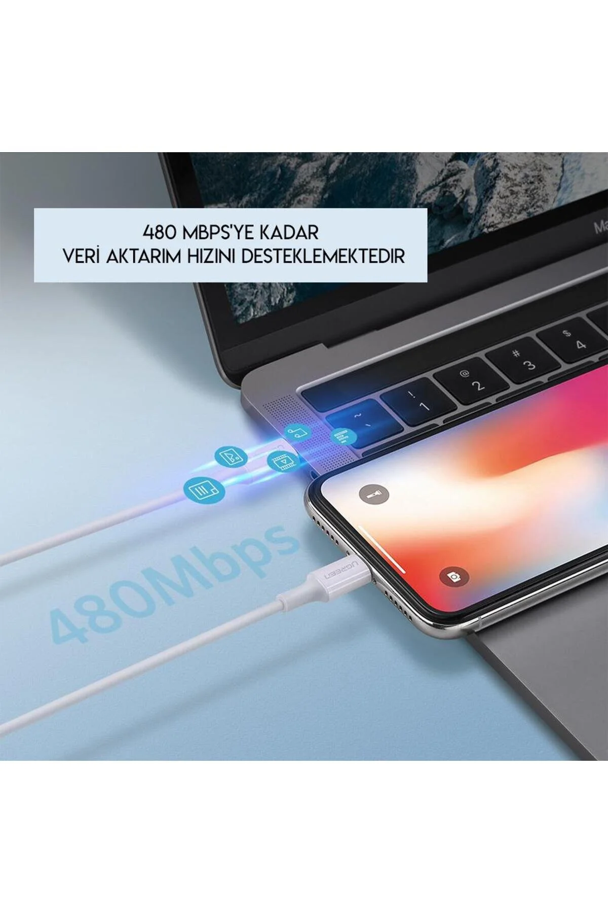 شارژر APPLE IPHONE TYPE C به داده های رعد و برق شارژ کابل سیاه 2 متر Ugreen