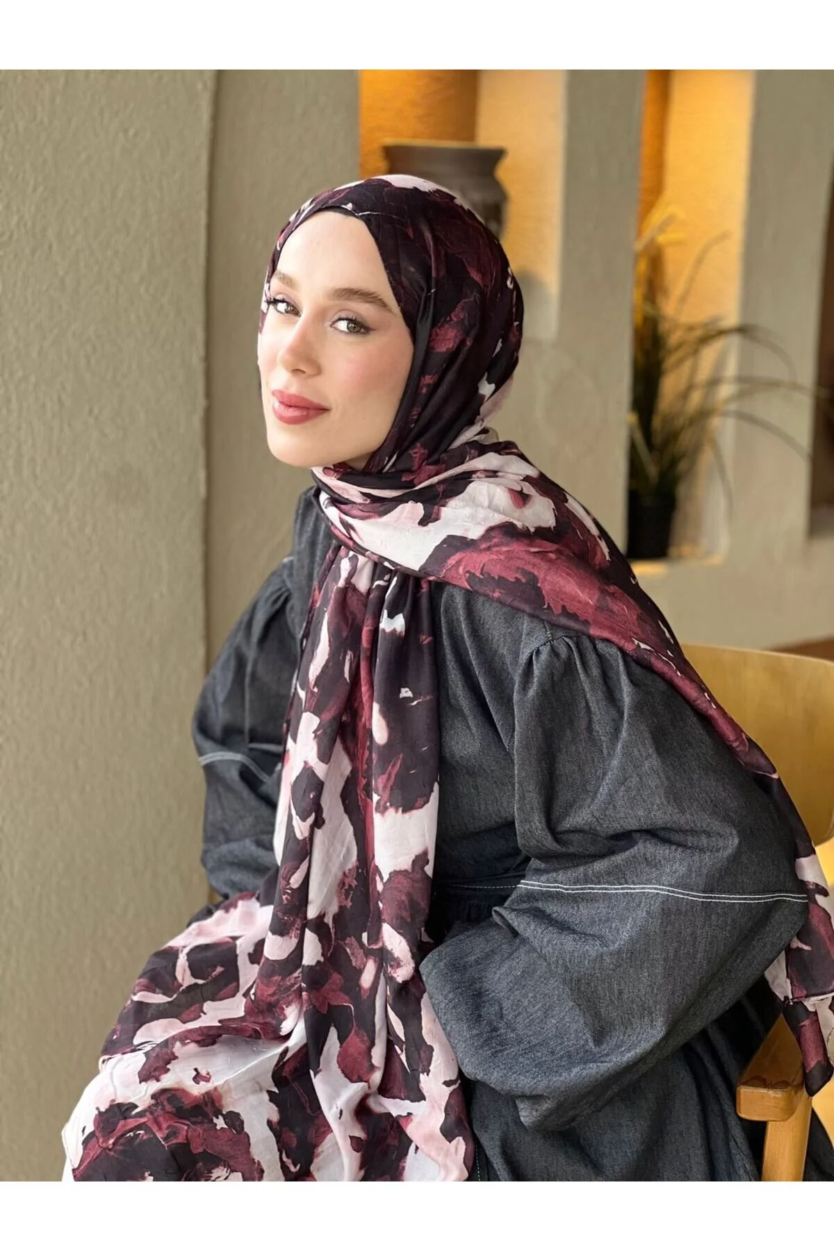 شال طرح انتزاعی آبرنگ بامبو Modakaşmir