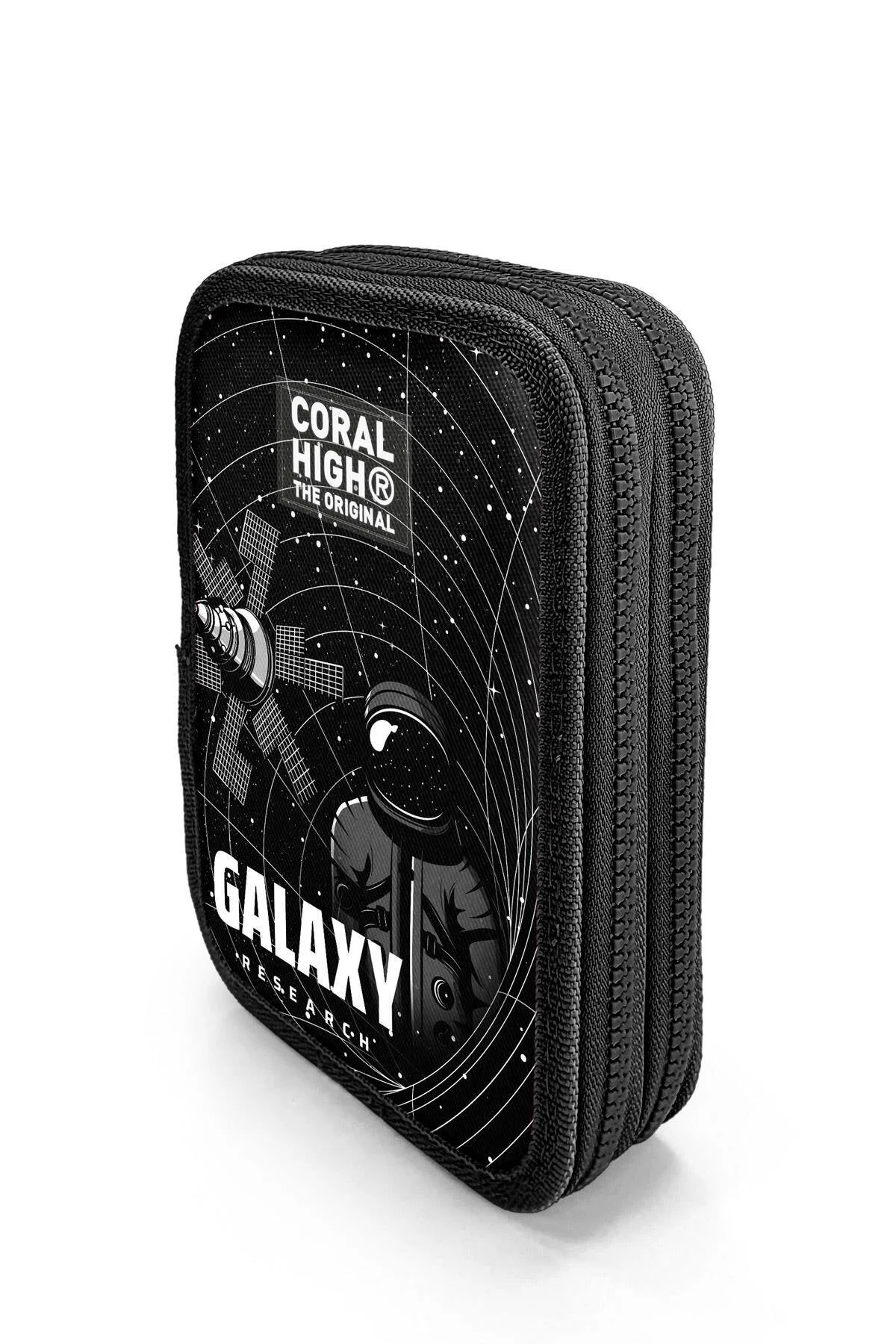 جامدادی کیف مدادی دو طبقه طرح دار گلکسی مشکی 11148 Coral High