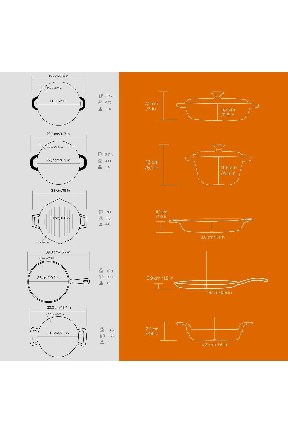 قابلمه CASTING 5X SERIES 8 PITCH COOKWARE & PAN SET Lava
