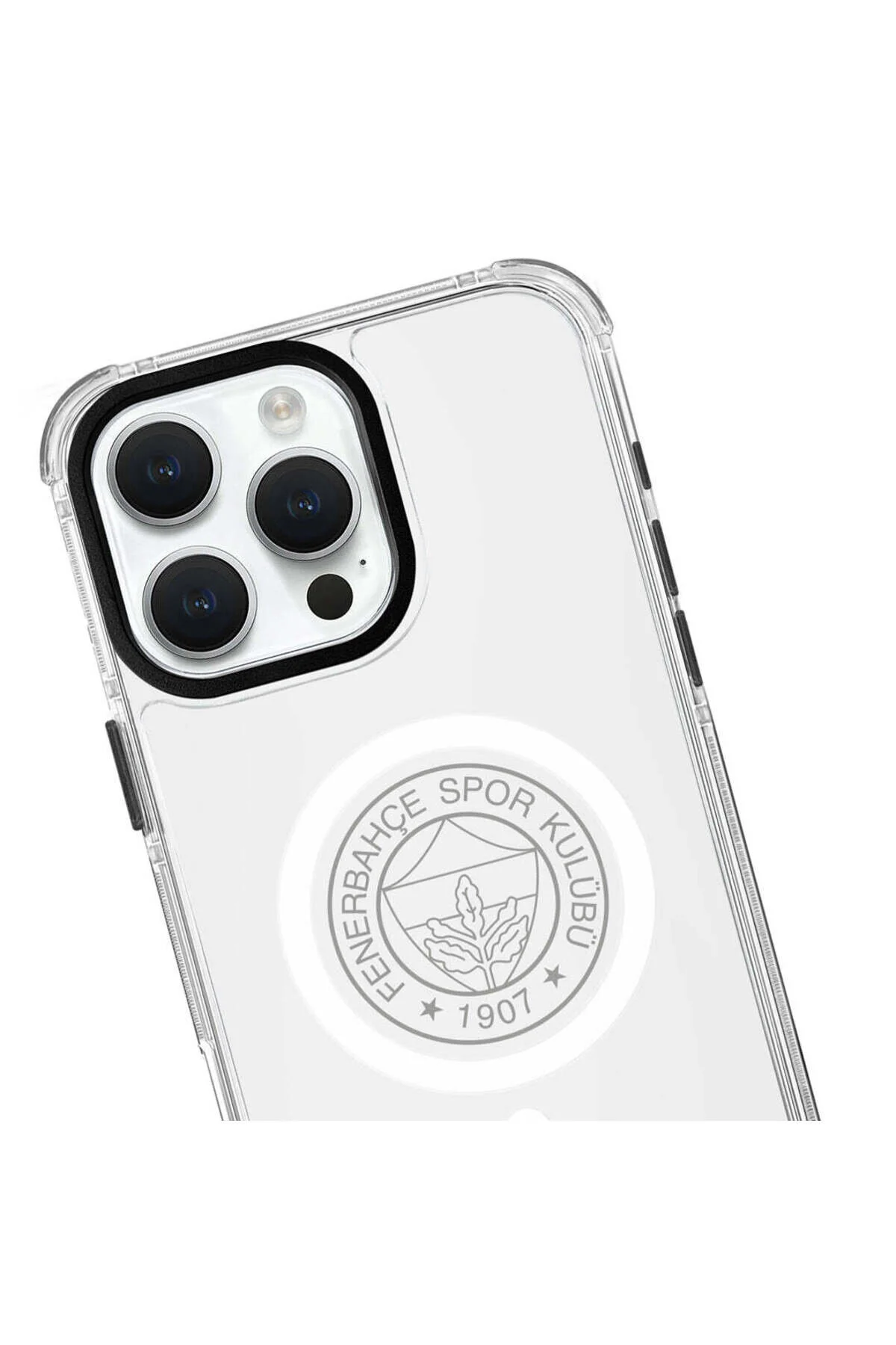 کاور و قاب شفاف تلفن همراه با لوگوی تک رنگ فنرباغچه MAGSAFE سازگار آیفون 15 Fenerbahçe