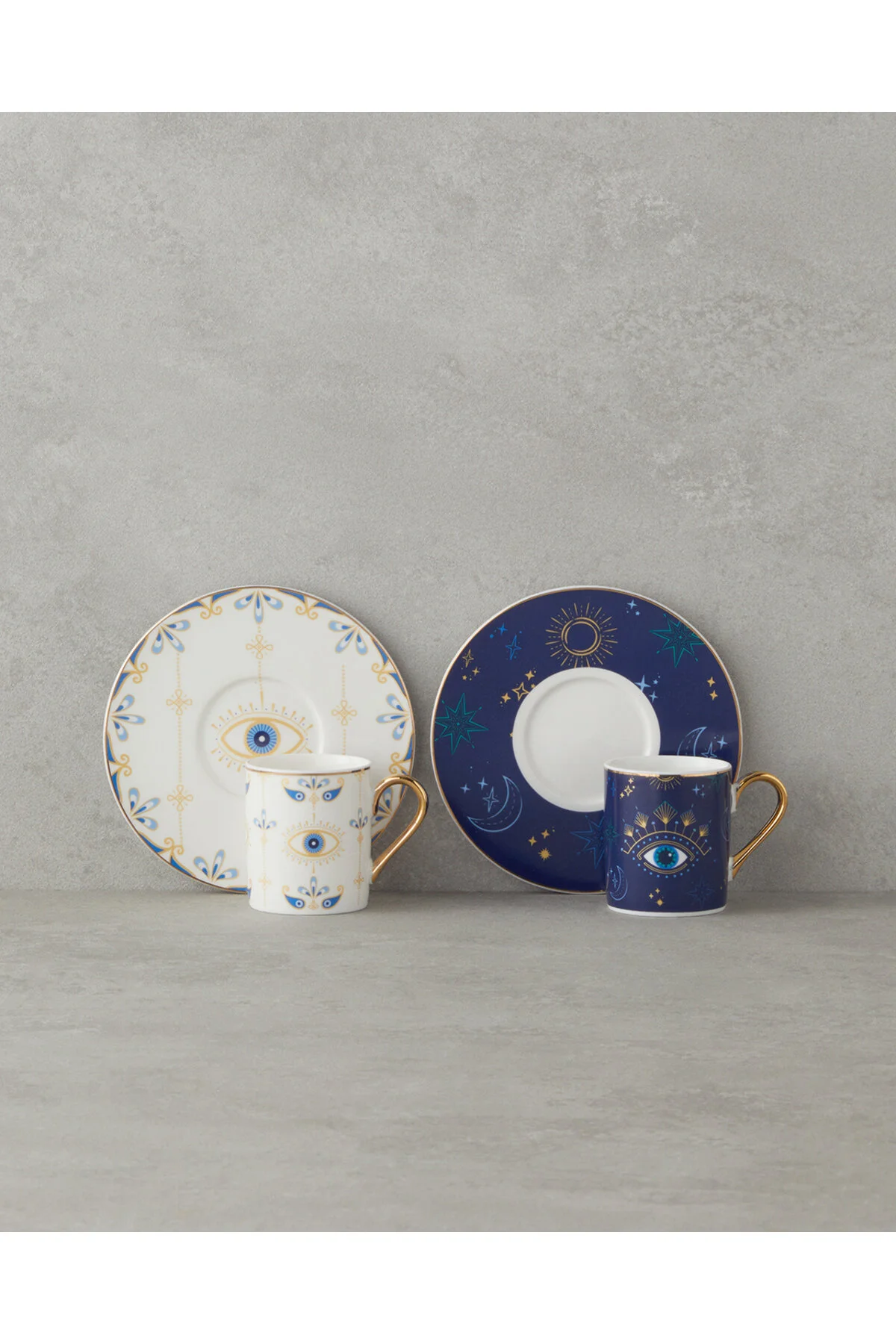 فنجان قهوه OPTO NEW BONE CHINA 12 قطعه برای 6 نفر 100 میلی لیتر آبی تیره و سفید English Home