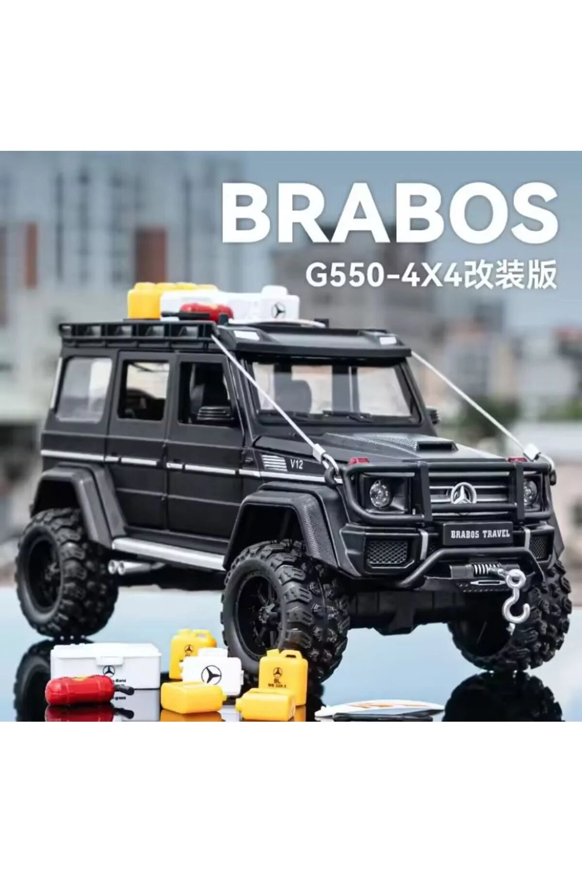 مدل خودرو مرسدس بنز برابوس G550 مسافرتی V12 جیپ 1:24 دیکست با صدا و نور اورجینال scntoys