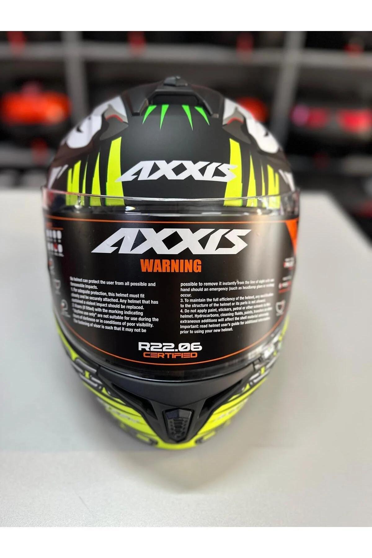کلاه کاسکت موتورسیکلت سفید ایمنی DRAKEN S ROAR B3 MATTE FLUO YELLOW Axxis
