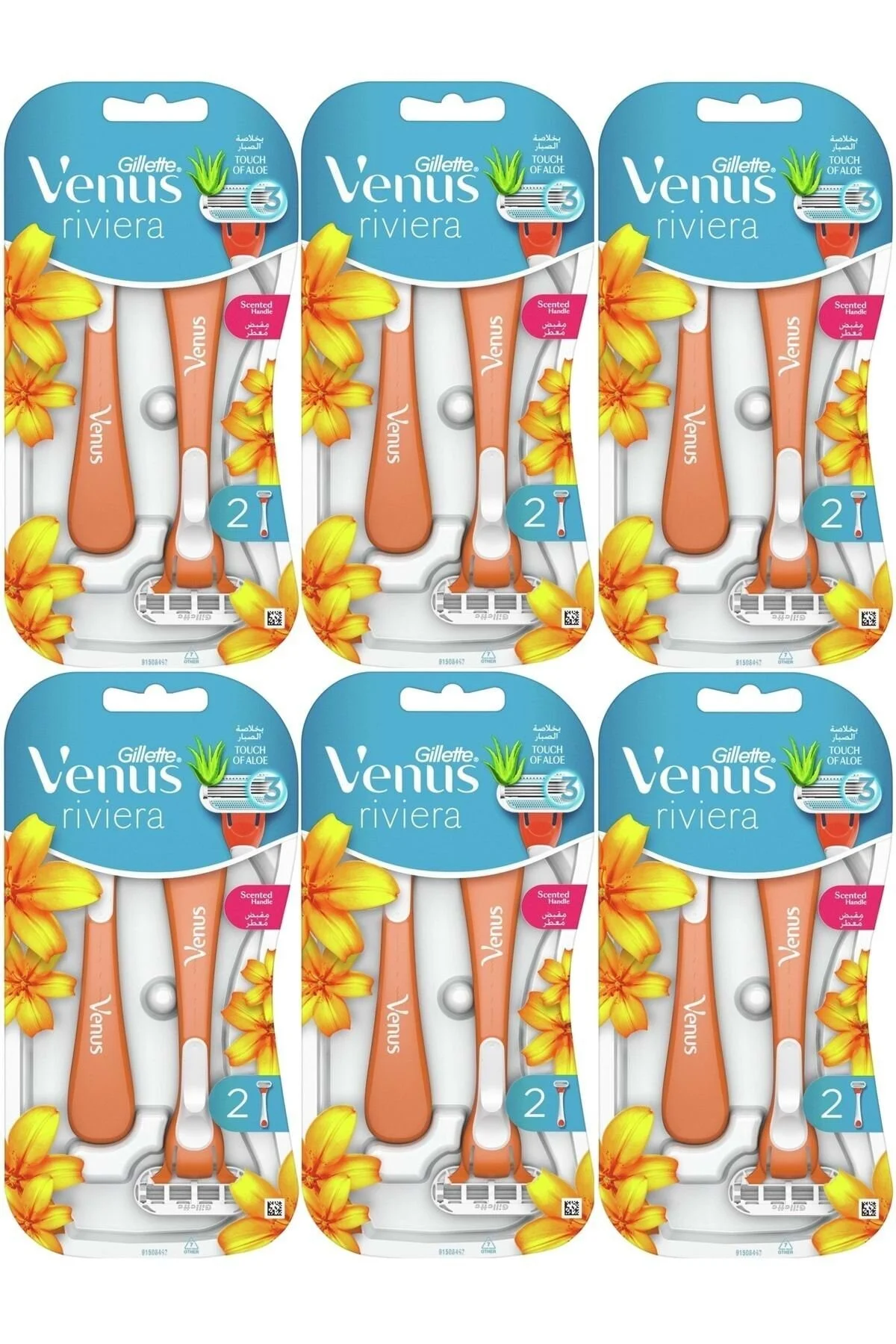 تیغ اصلاح زنانه GILLETTE VENUS RIVIERA 2 قطعه X6 ژیلت ونوس اورجینال Gillette Venus