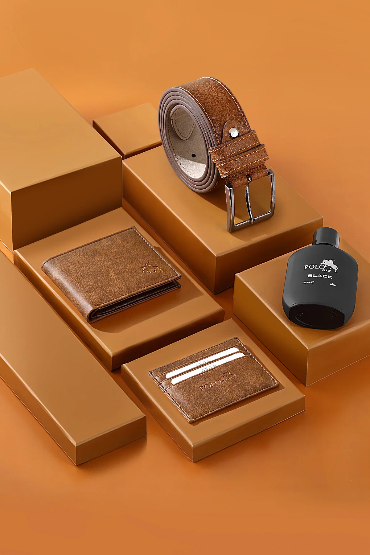 ست ساعت مردانه مجموعه آقایان ترکیب کمربند کیف پول نگهدارنده عطر مچی جعبه هدیه TABA SET PL polo air