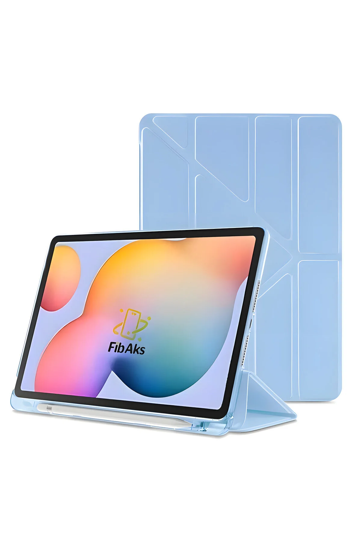 کاور تبلت پایه 3 تاشو قاب GALAXY TAB A9 PLUS SM X210 با محفظه قلم سیلیکون محافظ نرم چرم PU فیبکس Fibaks