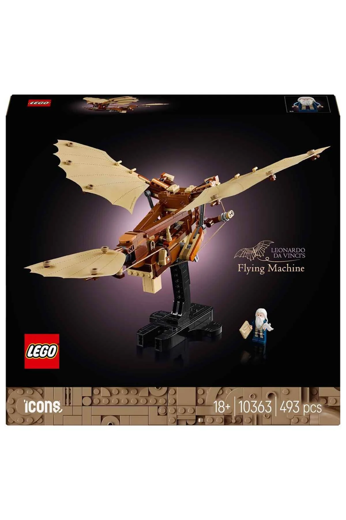 لگو و اسباب بازی های ساخت محور آیکون LEONARDO DA VINCI'S MACHINE 10363 تزئینات M برای بزرگسالان دارای تاریخ LEGO