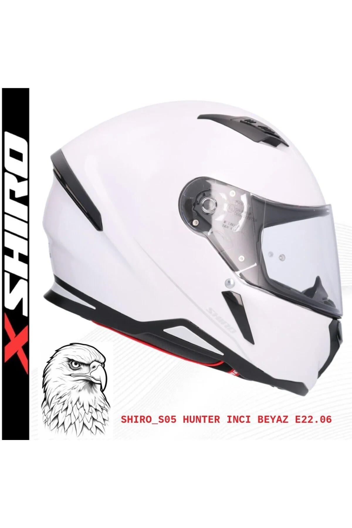 کلاه کاسکت موتورسیکلت سفید ایمنی 100051 FULLFACE HUNTER M.C L Shiro