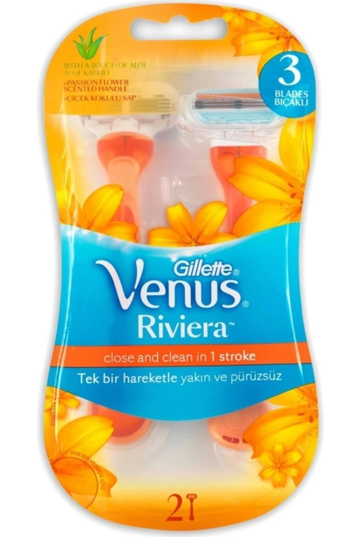 تیغ اصلاح زنانه GILLETTE VENUS RIVIERA 2 قطعه 8 ژیلت ونوس اورجینال Gillette Venus