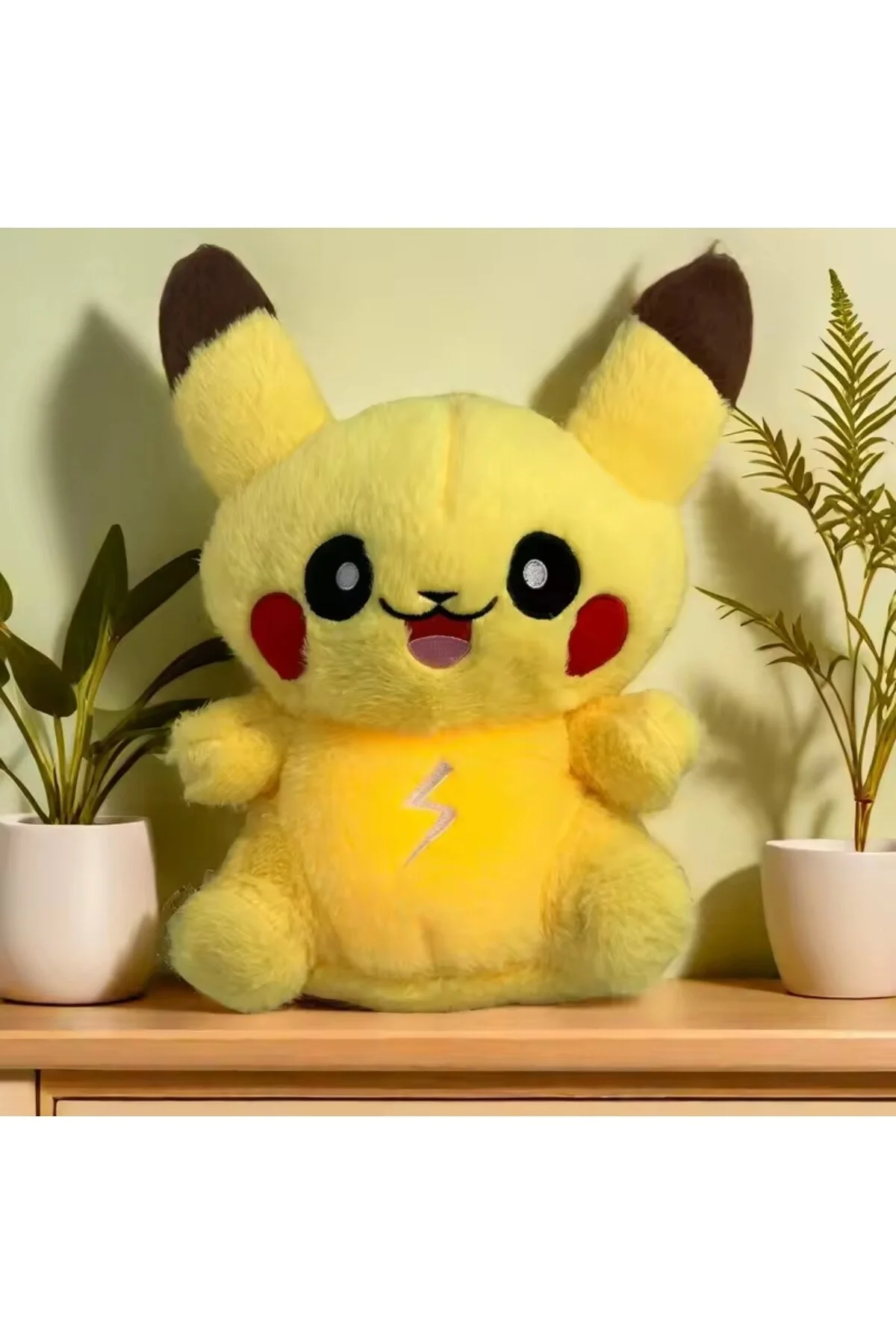 اسباب بازی های پشمی مخمل خواب دار PIKACHU تنفس با نور و صدای موسیقی NB market