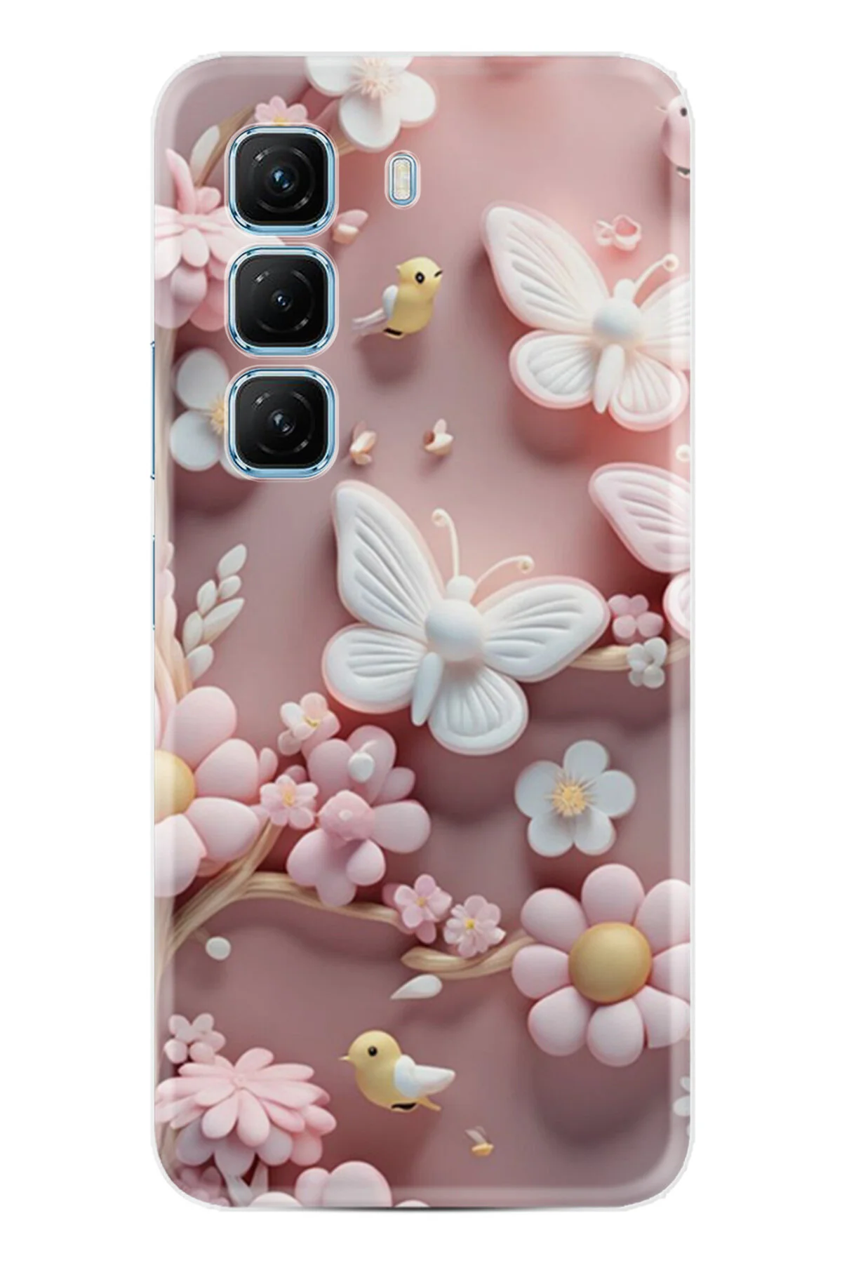 کاور و قاب INFINIX HOT 50 PRO 4G CASE BOUTIQUE PRINTED ILLUSTRATED PINK BUTTERFLIES PCODE 088 Kılıfland