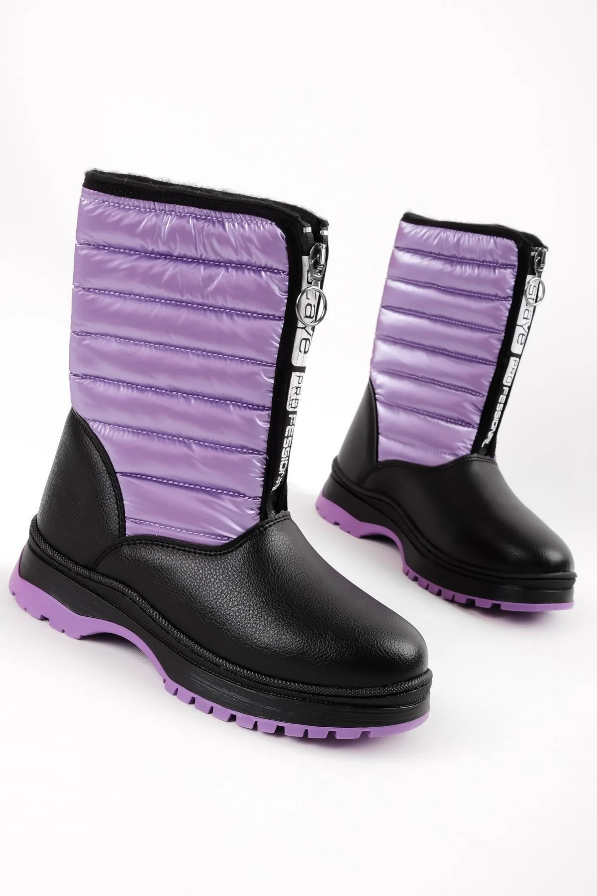 چکمه جلوی زیپ دار دخترانه بنفش LAL SHOES &amp; BAGS