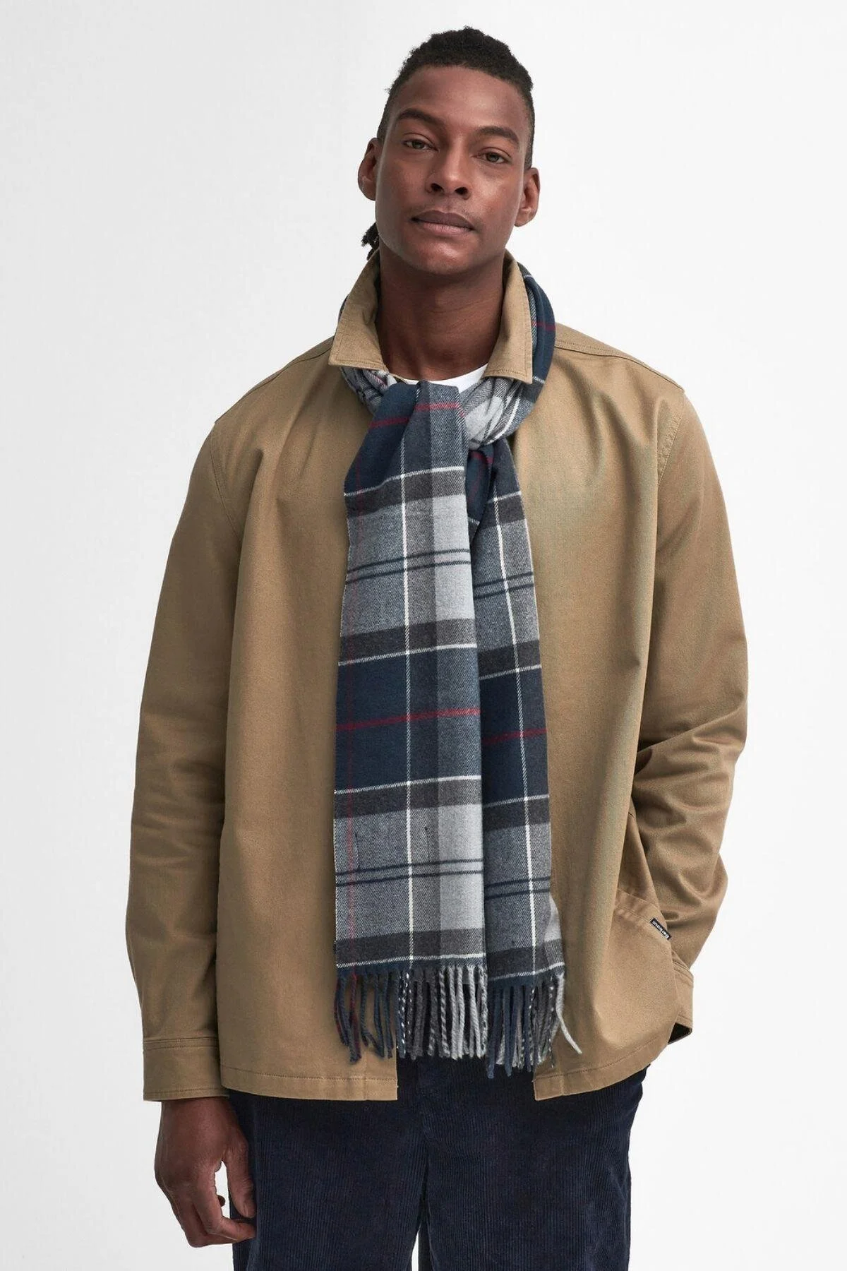 ست شال و کلاه بافتنی UNISEX GALINGALE TARTAN WEFT TN27 گرانیت آبی Barbour
