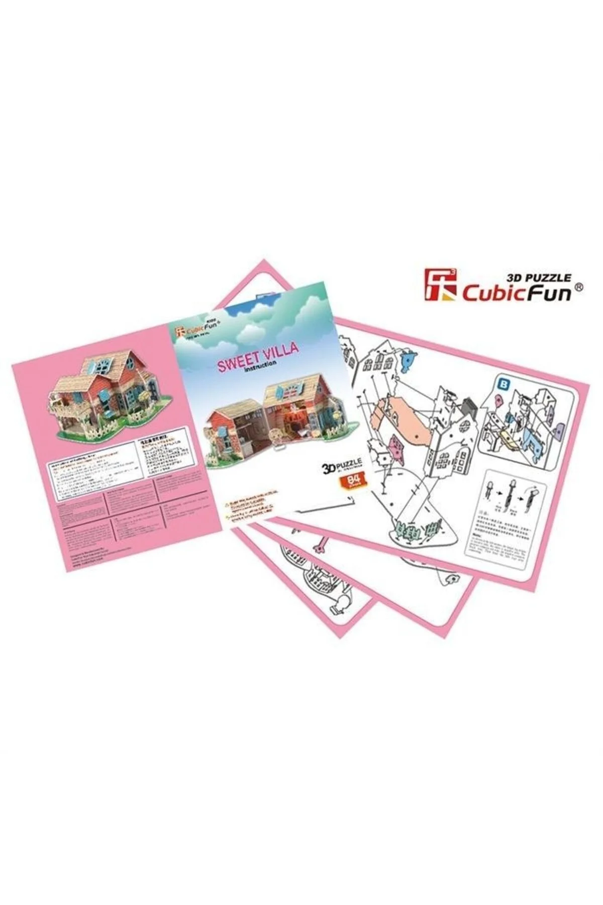 پازل سه بعدی 3 84 تکه خانه عروسک ویلایی زیبا Cubic Fun