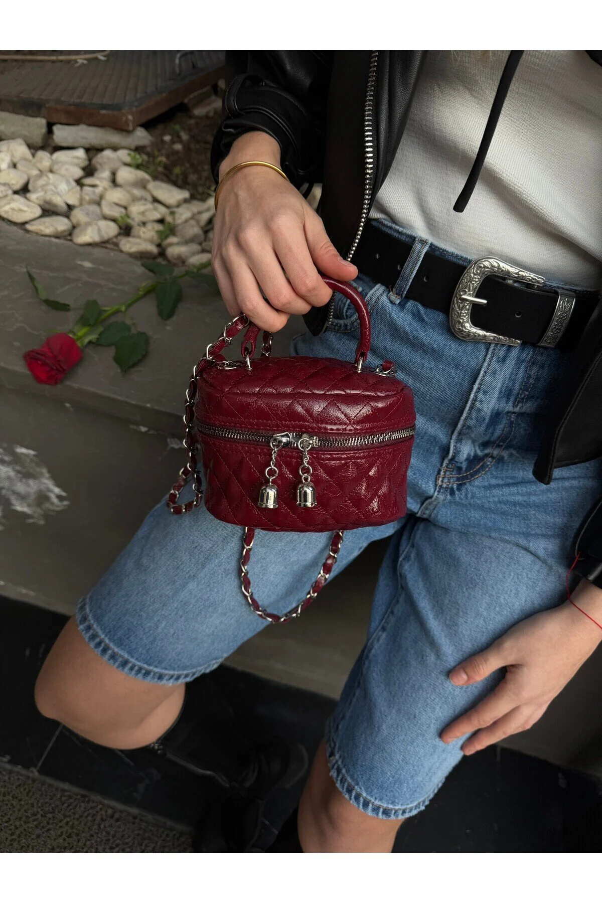 کیف شانه ای کراس بادی زنانه چرم مصنوعی ALMIRA CLARET RED minebag