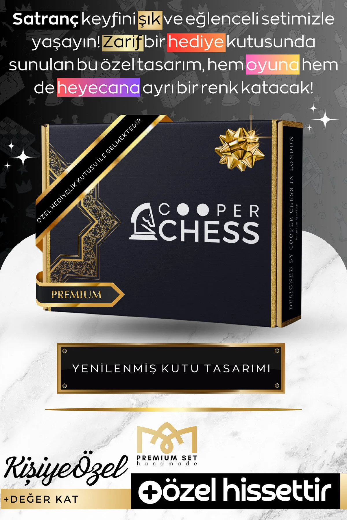 شطرنج مجموعه فلزی هدیه شخصی جعبه ای | 25 سانتی متر سنگ مرمر الگوی خدای اساطیری رومی اوکو Cooper Chess