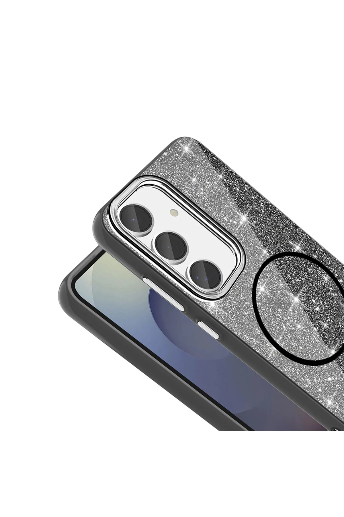 کاور و قاب محافظ لوکس نقره ای درخشان با ویژگی شارژ MAGSAFE سازگار SAMSUNG GALAXY S24 FE Nezih Case
