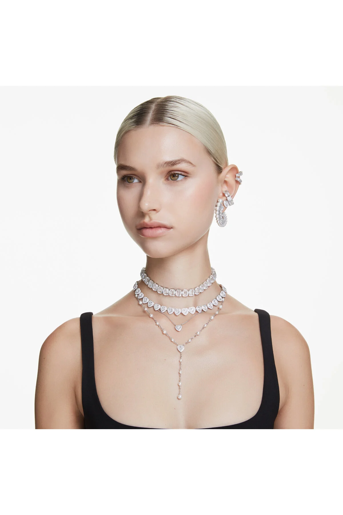 انگشتر زیرکون حلقه ماتریس برش باگت سفید رودیوم سواروسکی اورجینال Swarovski