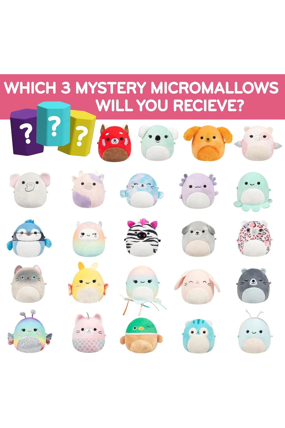 اسباب بازی های پشمی 1 تکه MICROMALLOWS SQUISHMALLOWS SURPRISE MINI SOFT PLASH TOY شکل 6 سانتی متر قطعه TOYFEST