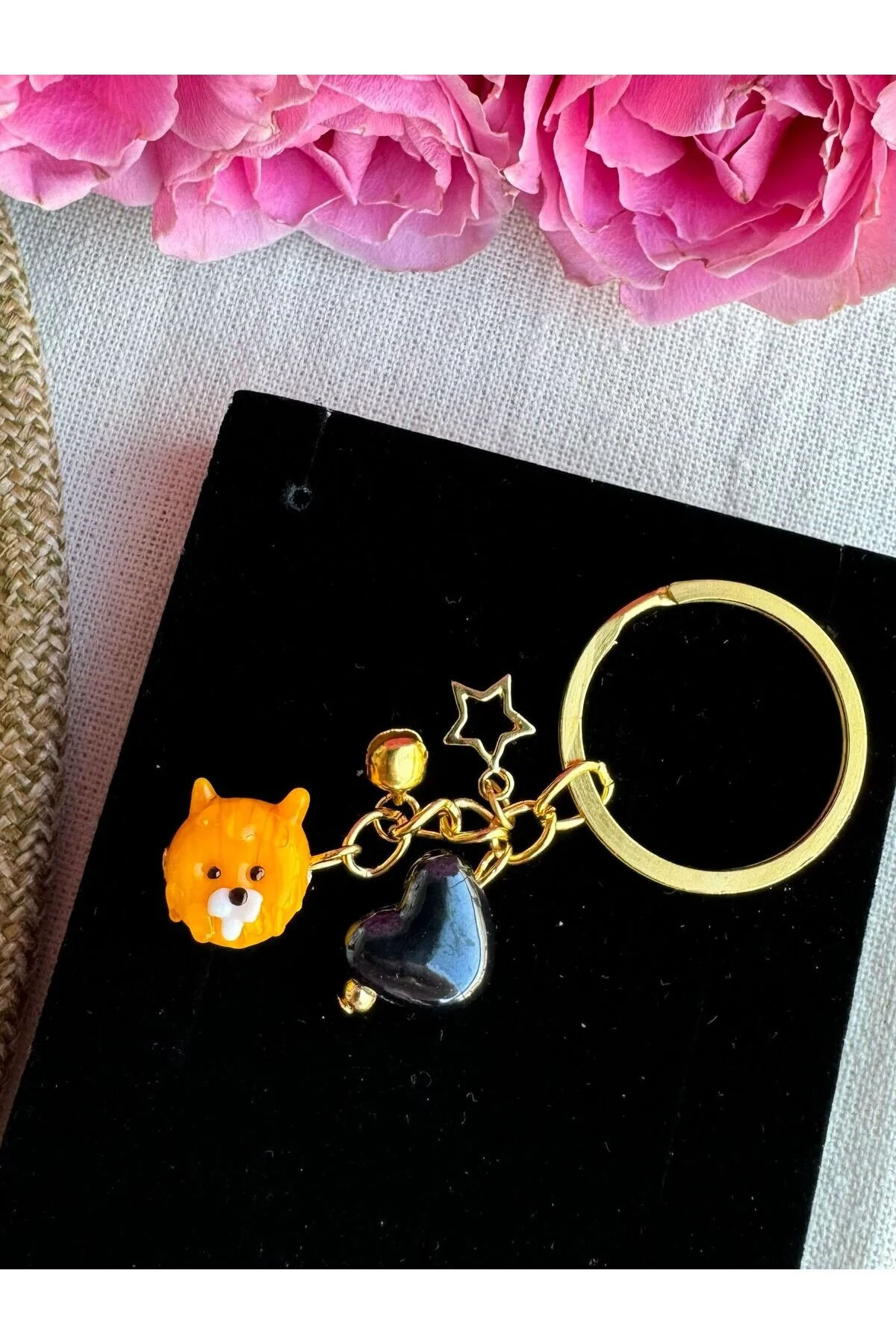 جلیقه کلید جاکلیدی LION MURANO شیشه ای مورانو با روکش طلا PEONY peonyofficiall