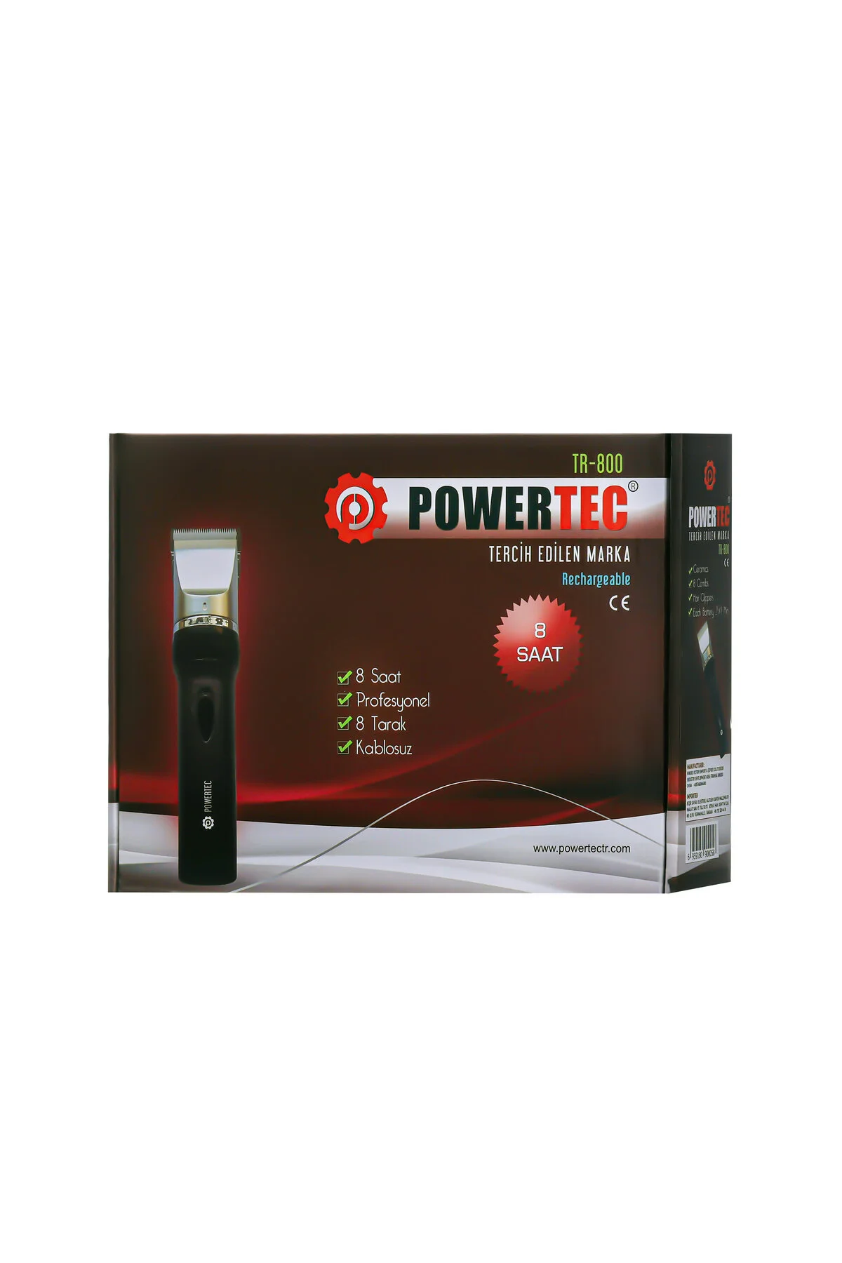 ماشین اصلاح سیاه برقی Tr 800 شارژ حرفه ای دو باتری ریش پاورتچ  Powertec