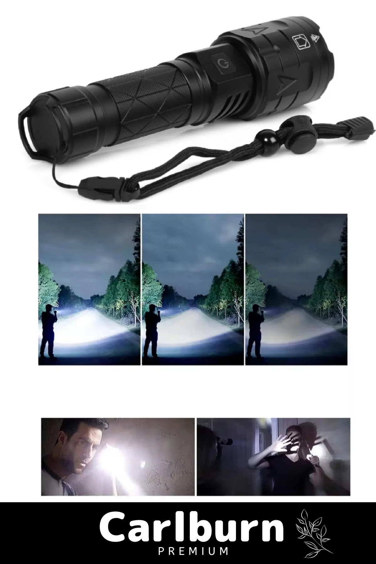 چراغ قوه PREMIUM 5 MODE DAYLIGHT LIGHTING 750 متر دامنه 8800 میلی آمپر ساعت 3000 قدرتمند فوق العاده Carlburn