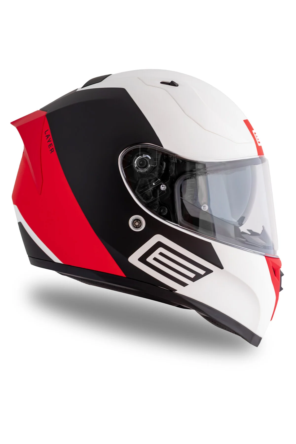 کلاه کاسکت موتورسیکلت مشکی لایه STRADA LAYER MATTIKAH RED سفید SUN VIZOR Origine