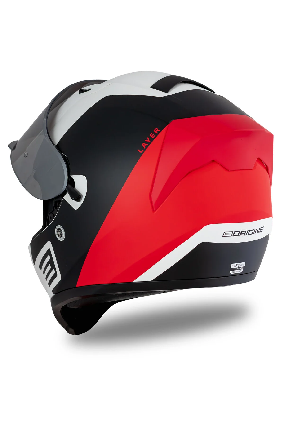 کلاه کاسکت موتورسیکلت مشکی لایه STRADA LAYER MATTIKAH RED سفید SUN VIZOR Origine