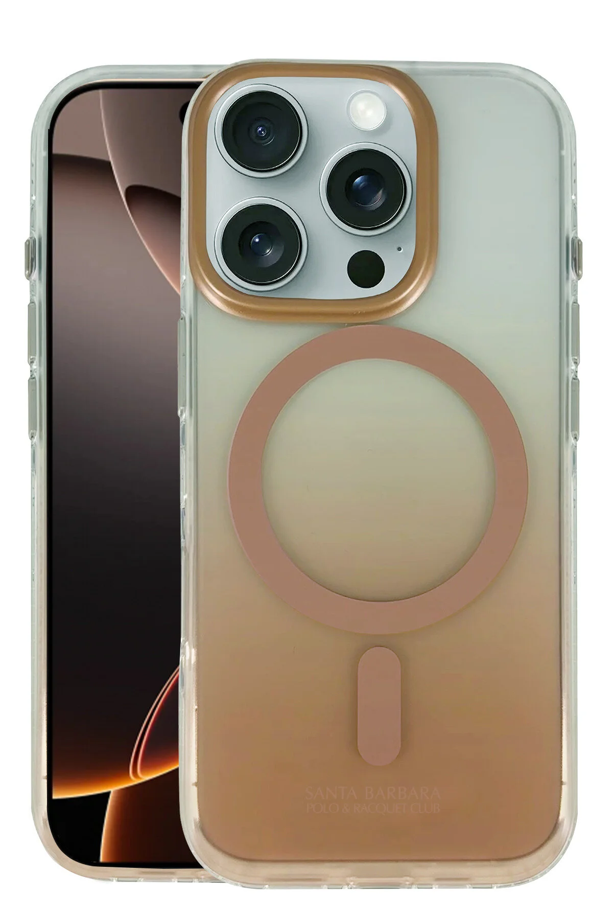 کاور و قاب محافظ رنگ شفاف SBPRC IPHONE 16 PRO سازگار با MAGSAFE AUGUS Santa Barbara Polo Racquet Club