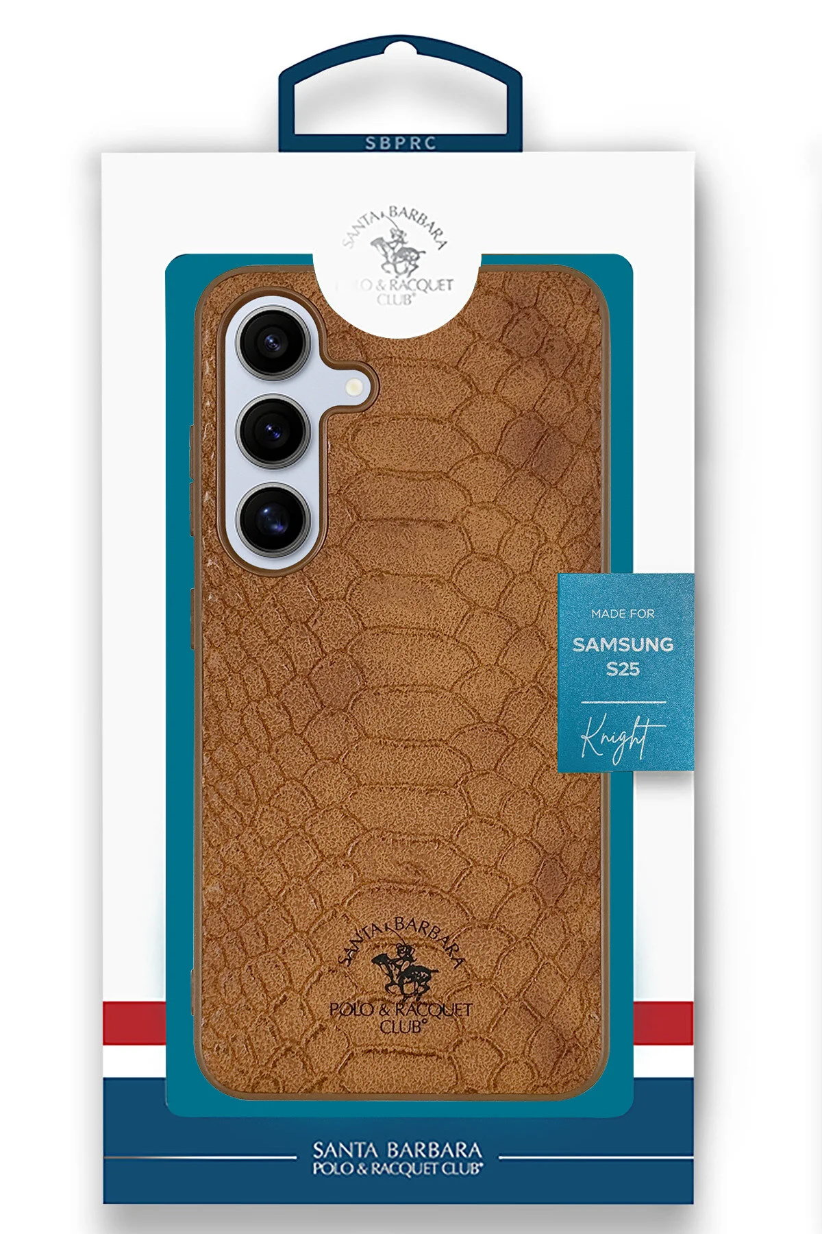کاور و قاب SBPRC SAMSUNG GALAXY S25 COMPATIBLE CASE PU چرمی طرح کروکودیل BUSINESS KNIGHT COVER Santa Barbara Polo Racquet Club