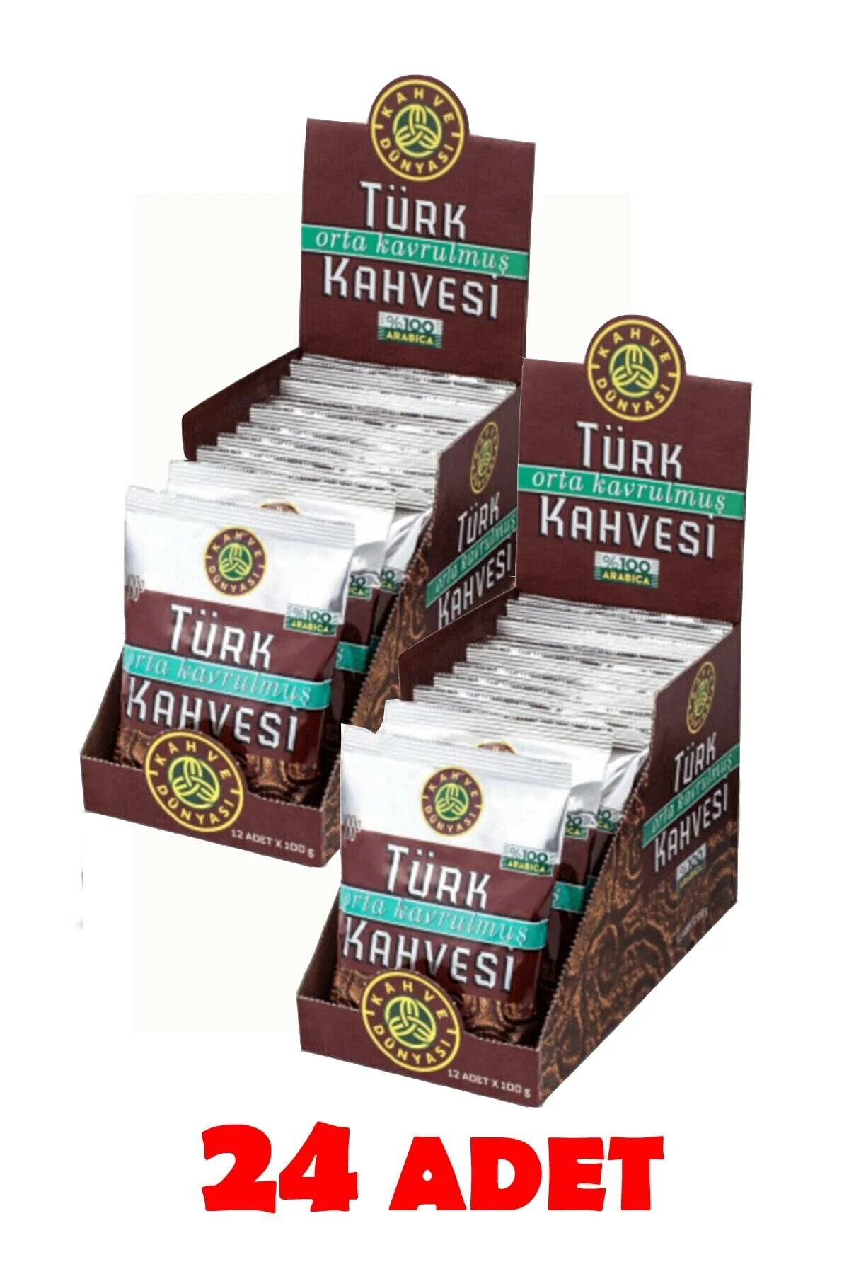 قهوه ترک ترکی متوسط ​​بو داده 24 عدد 2X12 دونیاسی Kahve Dünyası