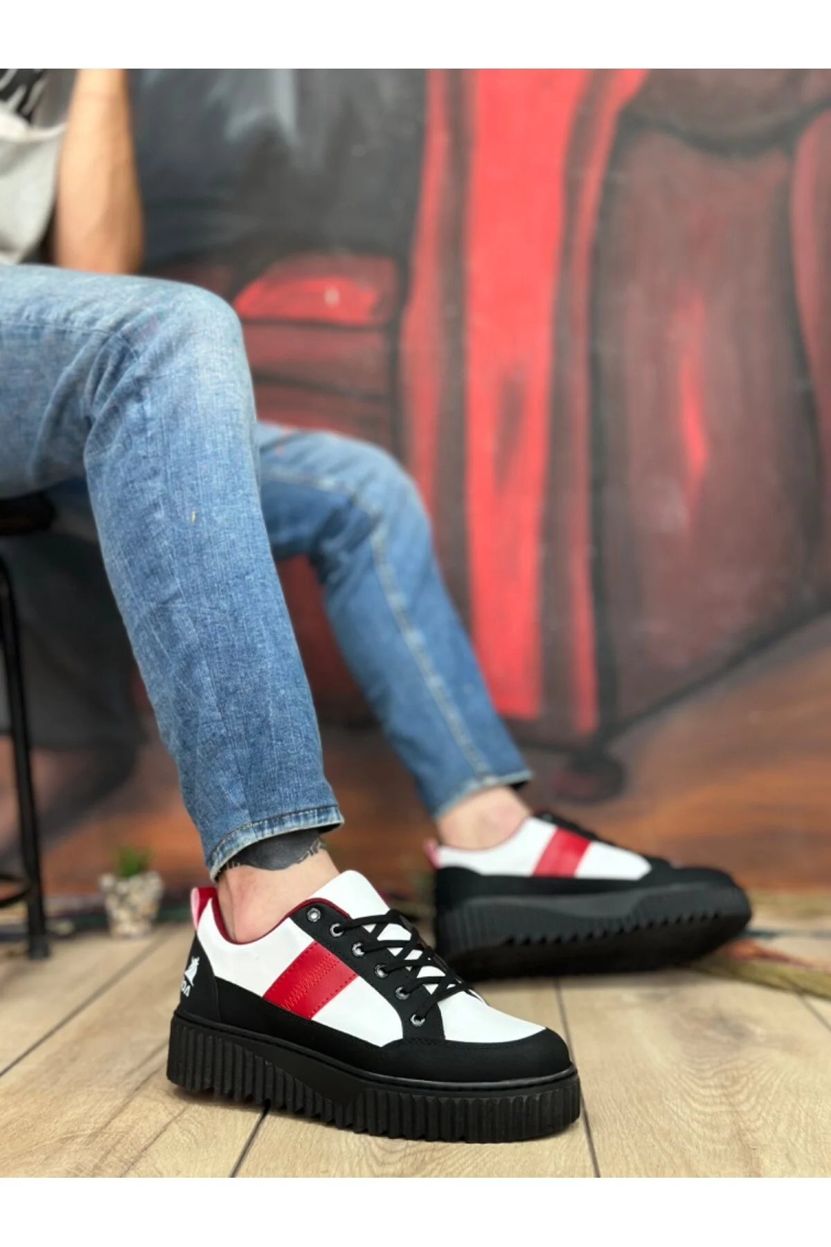 کفش مردانه بند دار مردان BA0804 BOA HIGH COLE RED DETAIL BOA