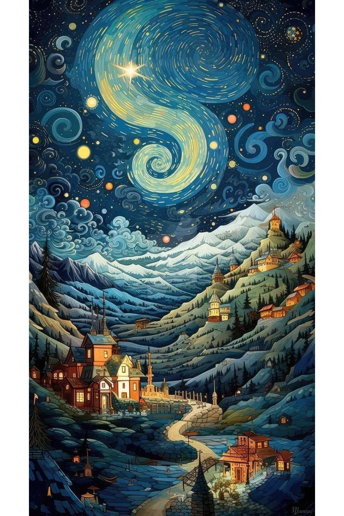 پازل سه بعدی نقاشی موزاییک با الماس هنر ستاره ای آسمان PIXART 40X60 pixartsanat