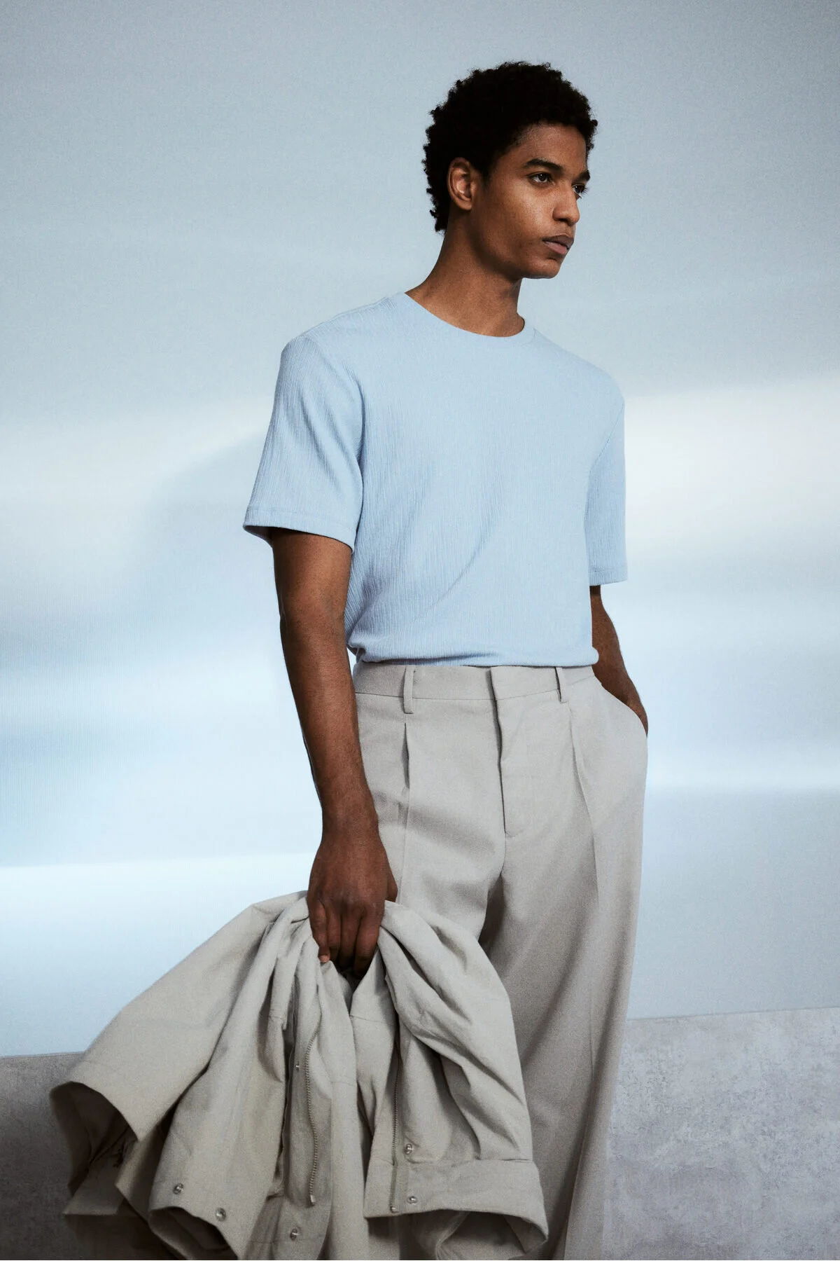 تی شرت مردانه TEKSTURE T SHIRT به طور منظم تناسب H&M