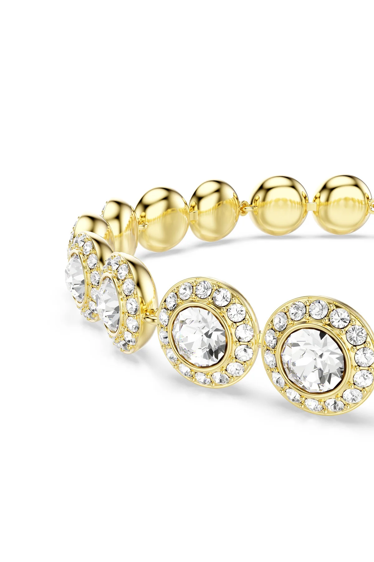 دستبند کریستال UNA ANGELIC برش گرد PAVÉ متوسط سفید روکش طلا Swarovski